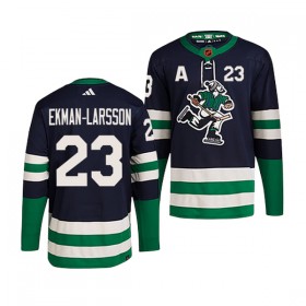 Män Ishockey Vancouver Canucks tröja Oliver Ekman-Larsson 23 Adidas 2022-23 Navy Reverse Retro 2.0 Authentic